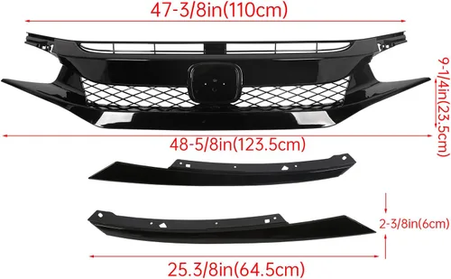 Miniatura 3 de ECOTRIC Parrilla delantera de malla para parachoques compatible con Honda Civic 2019-2021, repuesto para HO1200241 Honda Civic T-R