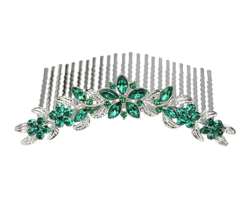 Miniatura 8 de Faship Hermoso peine de pelo floral de cristal de diamantes de imitación negro