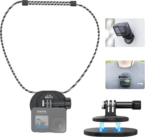 UURIG BH-14 Soporte magnético para selfie con cuello POV para GoPro, montaje de cámara de acción de liberación rápida, manos libres para GoPro