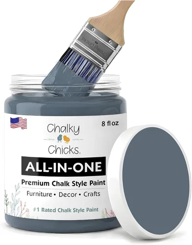 Miniatura 102 de Chalky Chicks - Pintura mate a la tiza, no requiere lijado, 4 onzas líquidas, color gris oscuro (Gun Metal Gray), para muebles, pintura sin Gris