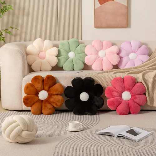 Miniatura 6 de FIONOUT Almohada de flores, almohadas negras de 17.7 pulgadas, almohadas decorativas negras, almohada de flores, cojines de piso de flores para Negro