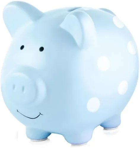 Miniatura 18 de Pearhead Alcancía Grande de Cerámica, Azul Claro, Ideal para Niños y Niñas, Ahorro de Dinero y Banco de Monedas, Decoración Perfecta para Cuarto
