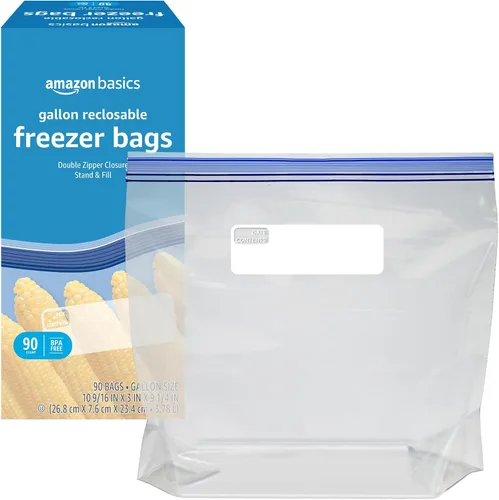 Miniatura 3 de Amazon Basics Bolsas de galón resellables para congelador, sin BPA, 90 unidades (anteriormente Solimo)