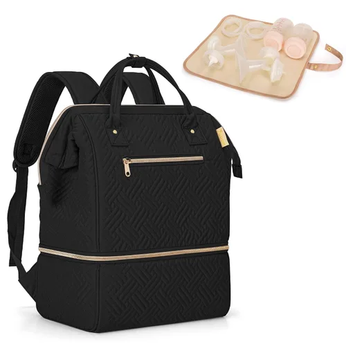 Fasrom Mochila para extractor de leche con enfriador compatible con bombas Spectra S1, S2 y Medela, bolsa de bombeo portátil con alfombrilla Negro