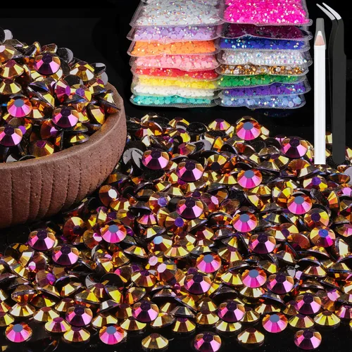 Miniatura 50 de 15000 diamantes de imitación de resina de 0.079 pulgadas a granel, diamantes de imitación de gelatina redondos negros con parte trasera plana, gemas