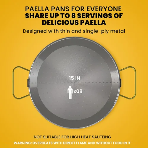 Miniatura 3 de Machika Paellera de acero inoxidable de 15 pulgadas, sartén grande de acero inoxidable de 15.0 in de España, ideal para fiestas de paella