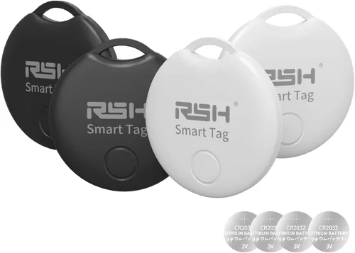 RSH Etiqueta Rastreadora Aérea Paquete de 4 Rastreador de Equipaje Etiqueta Inteligente Funciona con Apple Find My, Localizador de Llaves Bluetooth