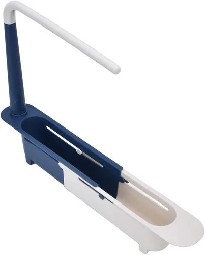 Miniatura 11 de Zerodis Estante telescópico de almacenamiento para fregadero, 2 en 1, cesta de drenaje expandible para fregadero debajo del fregadero, organizador
