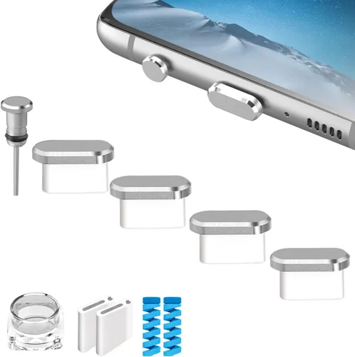 Miniatura 8 de Tapones antipolvo USB C tipo C para puerto de carga, 4 unidades con 2 protectores de cable en espiral compatibles con iPhone 17/16/15 Plus Pro Max