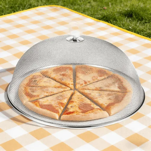 Miniatura 8 de Cubierta de malla metálica para alimentos, sombrilla de acero inoxidable, cubierta de comida de picnic al aire libre, red para mantener fuera