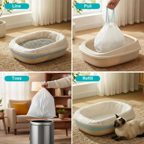 Miniatura 5 de Paquete de 48 bolsas de arena para gatos súper jumbo, extragruesas de 0.1 fl oz, a prueba de fugas, 46 x 18 pulgadas, forro de arena para gatos