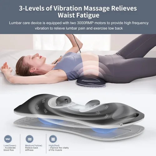 Miniatura 6 de ALPHAY Dispositivo de tracción lumbar multifuncional con estiramiento lumbar dinámico y masaje de amasamiento, terapia física de calor y vibración