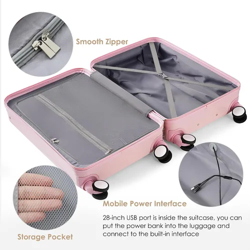 Miniatura 45 de Merax Juego de equipaje rígido ABS expandible de 3 piezas con rueda giratoria Maleta TSA Lock Suit Case, Negro -, Juego de 2 piezas, Equipaje