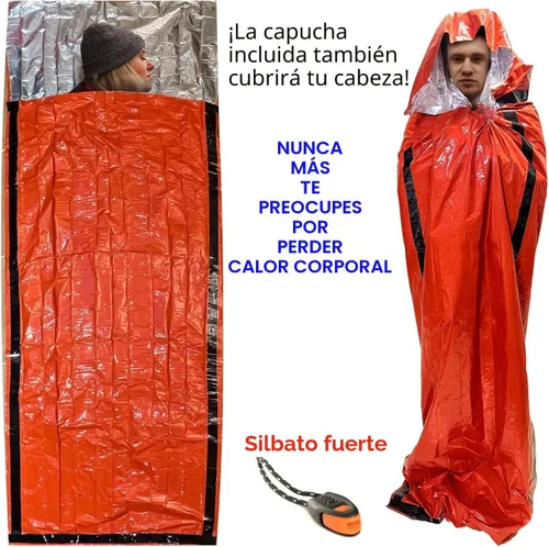 Miniatura 4 de Paquete de 2 sacos de dormir de emergencia Manta de emergencia portátil equipo de supervivencia