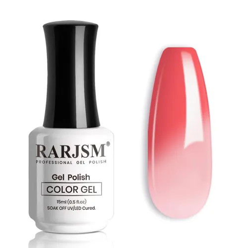 Miniatura 24 de RARJSM Esmalte de uñas en gel que cambia de color Nude Translucido Rosa a Rojo Berry, cambio de temperatura de estado de ánimo térmico, degradado