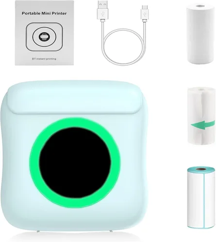 Miniatura 8 de Mini impresora, impresora portátil Bluetooth sin tinta con papel adhesivo y bolígrafo de color, fabricante de calcomanías térmicas para bricolaje