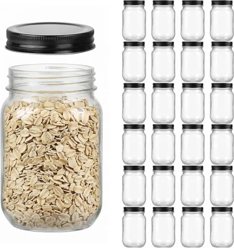 Miniatura 9 de novelinks Tarros de plástico de 16 onzas con tapas, recipientes de avena con tapas herméticas, tarros reutilizables a granel para suministros