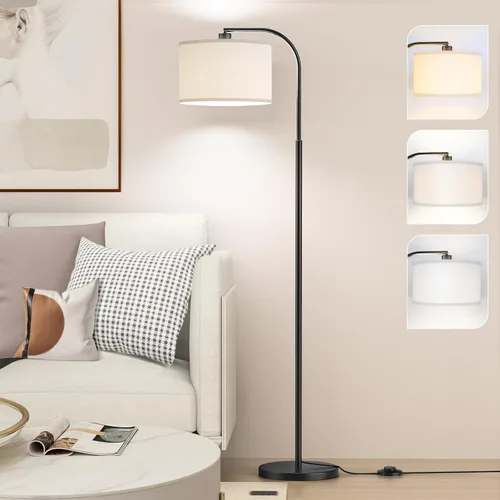 Miniatura 8 de Lámparas de pie de arco para sala de estar con 3 temperaturas de color, lámpara de pie moderna para leer con bombilla de 9 W incluida, lámpara