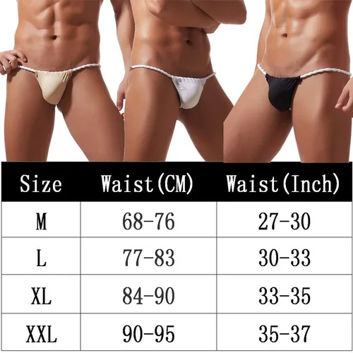Miniatura 7 de Sexy Hombres Tanga G-String Hielo Seda Sumo Lucha Ropa Interior Ver a través de T-Back Bragas Bikini