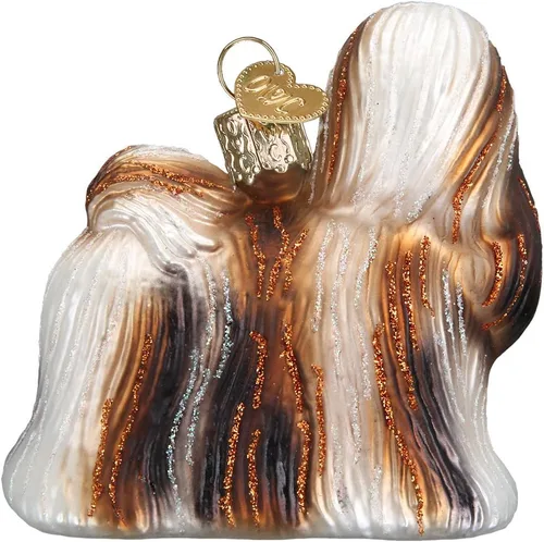 Miniatura 3 de Old World Christmas 12172 Ornamentos: Colección de Perros Adornos de Vidrio Soplado para Árbol de Navidad, Shih Tzu, Marrón, 3 "Altura X 2.75" Largo