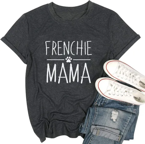 Miniatura 3 de Frenchie Mamá Camisa Perro Mamá Divertido Gráfico Tees Mujeres Letra Impresión Casual Manga Corta Camiseta Tees Tops