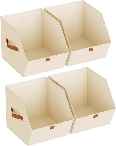 Miniatura 18 de Homsorout Cubos grandes de almacenamiento para armario, con doble asa para ropa, toallas, juguetes, organizadores de estantes para dormitorio