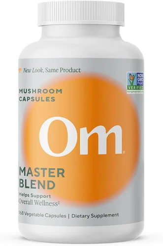 Om Mushroom Superfood Master Blend - Suplemento de cápsulas de hongos, 160 unidades, 40 porciones, complejo de 10 hongos, melena de leones, chaga,