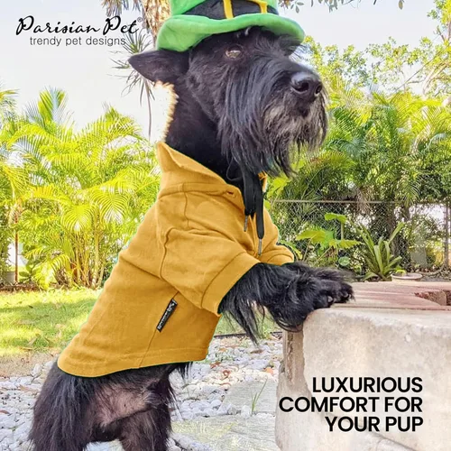 Miniatura 5 de Parisian Pet Polo para perro – Camisa de algodón transpirable en amarillo sólido – Ropa de verano tipo pullover con cuello abotonado para perros