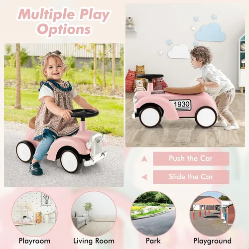Miniatura 8 de OLAKIDS Auto de Empuje para Montar, Juguete Deslizante de Pie al Suelo para Niños Pequeños con Volante, Bocina, Almacenamiento Debajo del Asiento