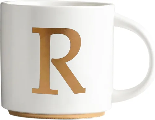 Miniatura 19 de COLLECTIVE HOME - Tazas de cerámica con monograma, tazas de café con inicial dorada de 15 onzas, elegantes tazas de té del alfabeto, elegante taza p