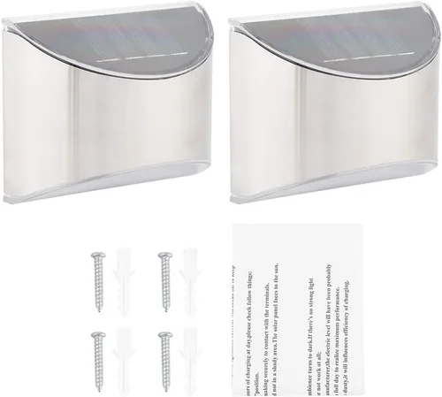Miniatura 4 de Keenso Luces solares de seguridad de acero inoxidable, elegante lámpara de pared para exteriores, lámpara de pared LightControl con 4 LED, IP55