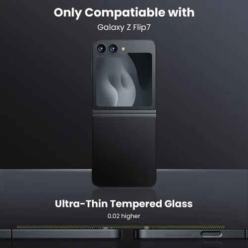Miniatura 4 de WSKEN Funda protectora para lente de cámara Z Flip 7, ultra HD, antirreflejante, vidrio de metal templado, antiarañazos, película protectora de Negro