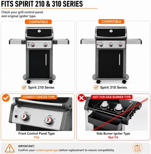Miniatura 3 de Grisun 7642 Encendedor de parrilla para modelos Weber Spirit 310 y Spirit 210 de parrilla de gas con controles delanteros