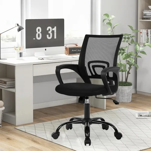 Miniatura 14 de Juego de 2 sillas ergonómicas de escritorio, sillas de oficina de malla para computadora con soporte lumbar y reposabrazos, silla de trabajo Gris