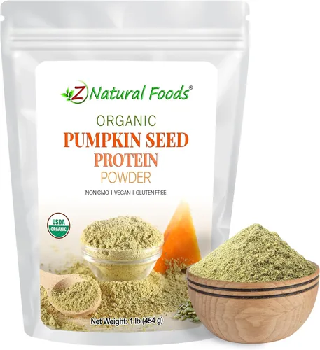 Z Natural Foods Proteína de semilla de calabaza orgánica en polvo, suplemento de fibra densa en nutrientes, proteína de calabaza vegana en polvo