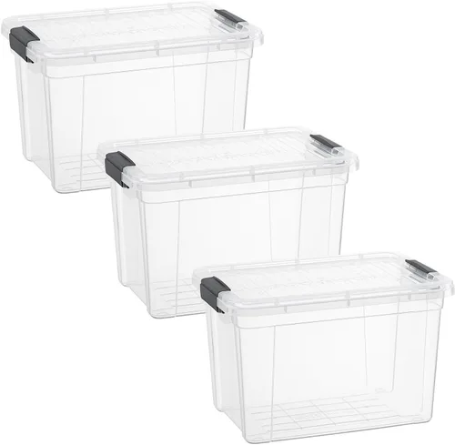 Miniatura 22 de Superio Cajas de almacenamiento transparentes con tapas, contenedores de plástico de 2.5 cuartos de galón para organizar, cajas apilables, sin BPA
