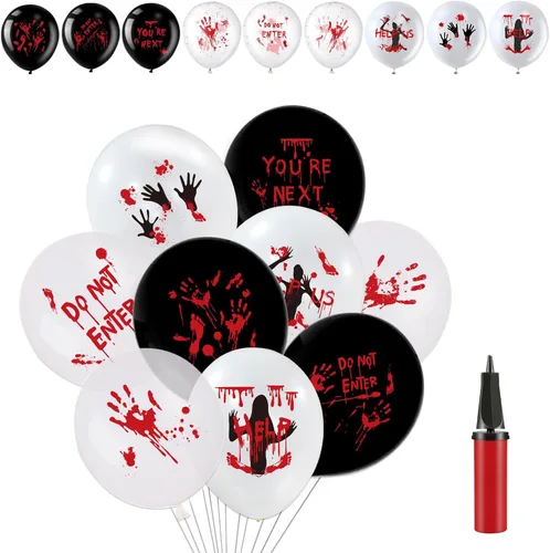 Miniatura 16 de Juego de decoraciones de fiesta espeluznante + calcomanías de ojos que brillan en la noche + calcomanías de huella de sangre y huellas de sangre +