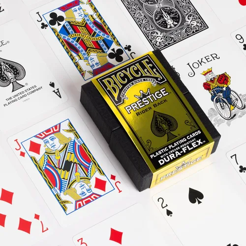 Miniatura 4 de Bicycle Prestige - Cartas de juego impermeables, baraja 100% de plástico negro, cartas de póquer duraderas de calidad de casino