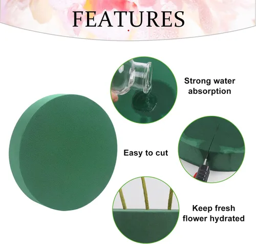 Miniatura 3 de LOMIMOS Espuma floral redonda grande de 8 pulgadas, bloques verdes floristería, suministros para decoración de arreglos florales, manualidades