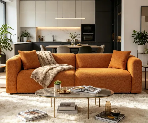 Miniatura 11 de Juegos de muebles de sala de estar VANOMi incluyen sofá de 95" y sillones de 42", sofá tapizado de bouclé extragrande con almohadas, juego de Blanco