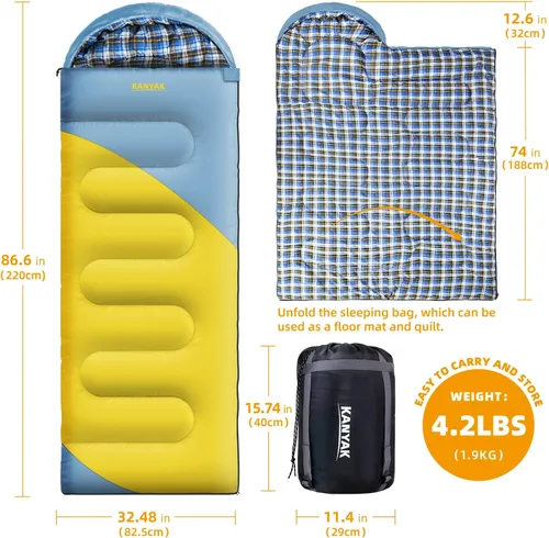 Miniatura 2 de Saco de dormir de campamento, sacos de dormir de 32 ℉ para adultos, niños, adolescentes, clima frío, cálido saco de dormir de invierno para 3-4