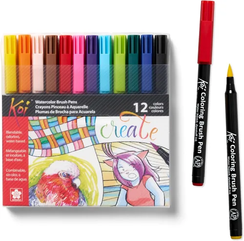 Sakura XBR-12SA Juego de 12 pinceles para colorear Koi, colores surtidos Juego de 12 colores
