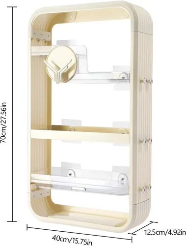 Miniatura 4 de Organizador de maquillaje de gran capacidad de 16 x 5 x 28 pulgadas, organizador de cosméticos a prueba de polvo de 4 niveles, organizadores de baño