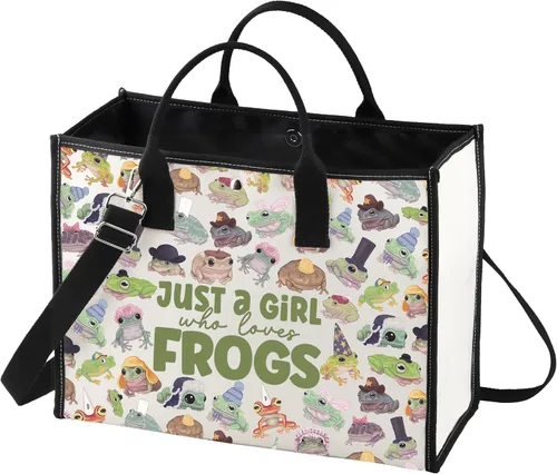 LEVLO Bolsa de maquillaje cosmética de rana divertida, regalo para amantes de los animales, solo una chica que ama a las ranas, bolsa de maquillaje