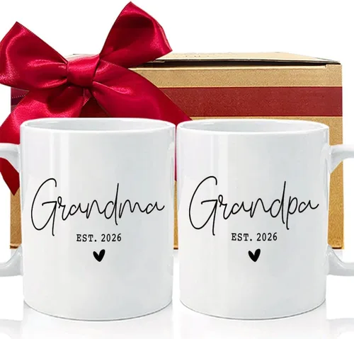 EST 2026 - Juego de tazas para abuelos, regalo para abuelos nuevos, revelación de embarazo, taza de anuncio, regalos para abuelo, abuela primeriza,