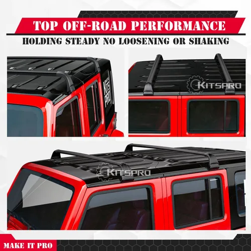 Miniatura 3 de KitsPro Barras transversales para portaequipajes de techo de 260 libras para Jeep Wrangler 2007-2026 y Gladiator 2020-2026 - Barras transversales