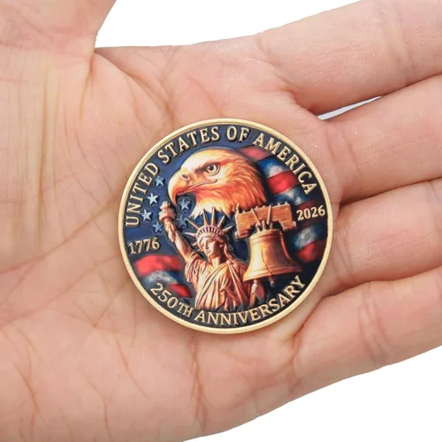 Miniatura 2 de Moneda conmemorativa de 250 aniversario de 250 años, mercancía conmemorativa de aniversario de Estados Unidos con estuche, regalos coleccionables