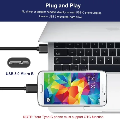 Miniatura 7 de Cable USB C a Micro USB 3.0 de carga rápida, cable de transferencia de datos de alta velocidad de 10 Gbps compatible con Samsung Galaxy S5 Note 3