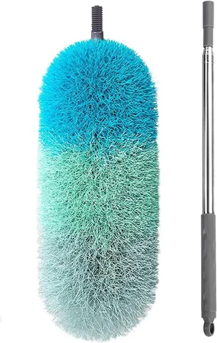 BOOMJOY - Plumero de microfibra con poste de extensión de 100 pulgadas, plumeros para limpieza de techo alto, ventilador, persianas, muebles Verde