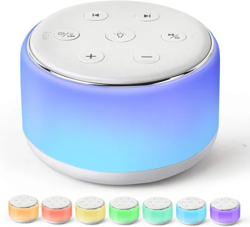 Miniatura 10 de FamiSym Máquina de Ruido Blanco para Bebé para Dormir con Luz Nocturna – 34 Sonidos Relajantes, Máquina de Ruido Blanco Recargable para Niños